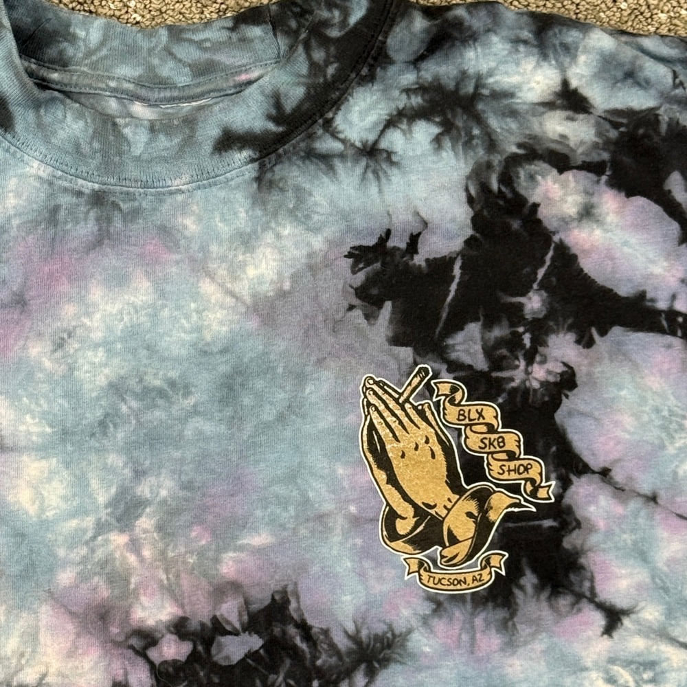 BLX Skateboard Shop T-Shirt Mens XL Blue Tie Dye Marge Simpson Parody Skate Tee
